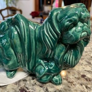 Vintage Antique Ceramic Green Dog Asian ?